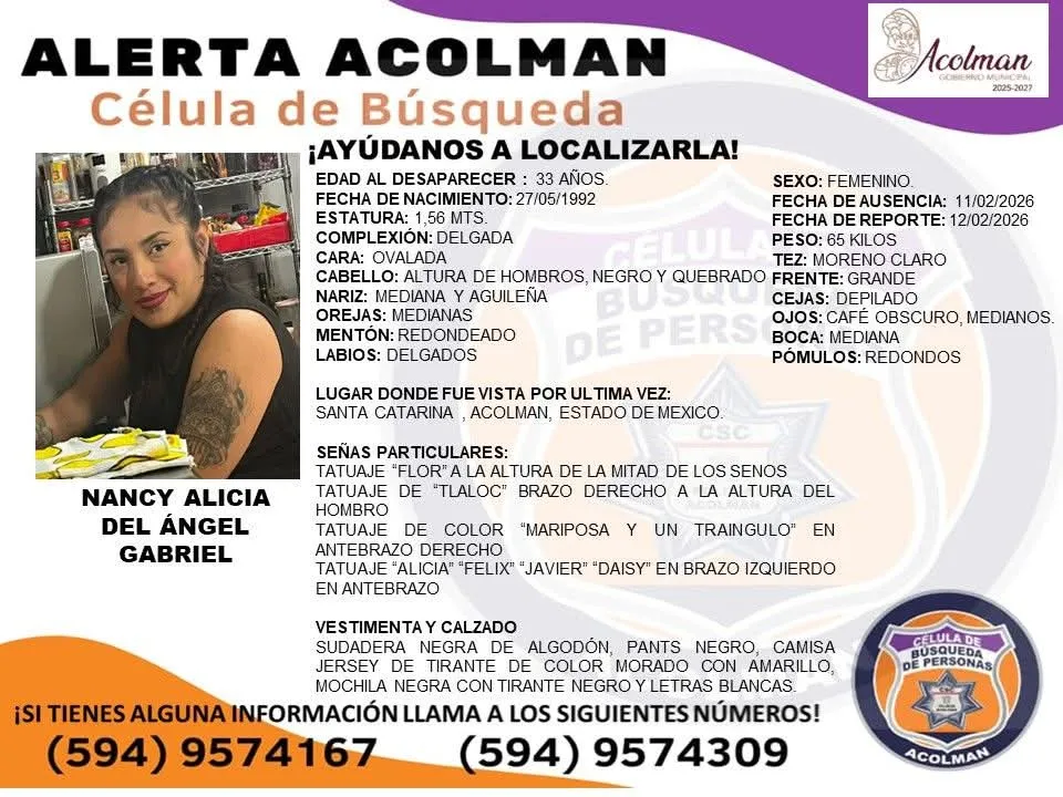 Activan operativo de búsqueda, Nancy Alicia se extravio en Acolman