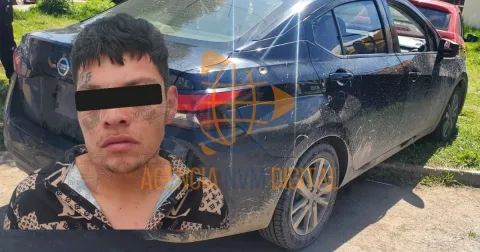 Aseguran en Acolman vehículo robado, hay un detenido