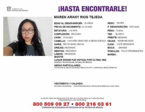 Buscan a joven desaparecida en Teotihuacán; piden apoyo para localizarla