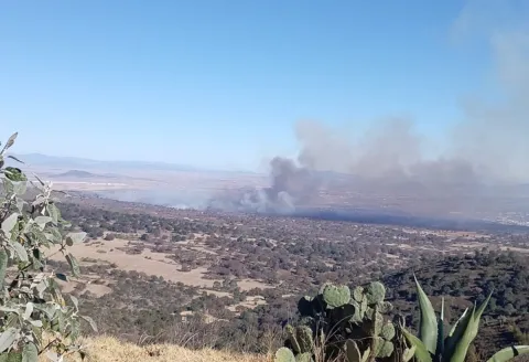 Incendio forestal en Tlaxcala pone en alerta a límites con el Estado de México