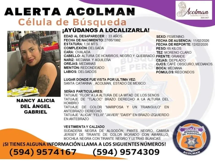 Activan operativo de búsqueda, Nancy Alicia se extravio en Acolman