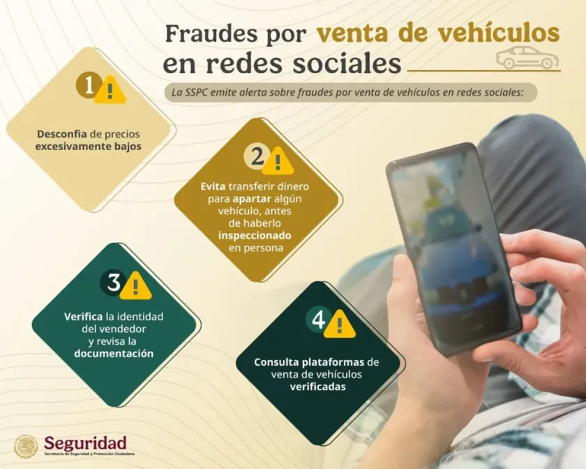 Advierte SSPC sobre fraudes en venta de vehículos en redes sociales