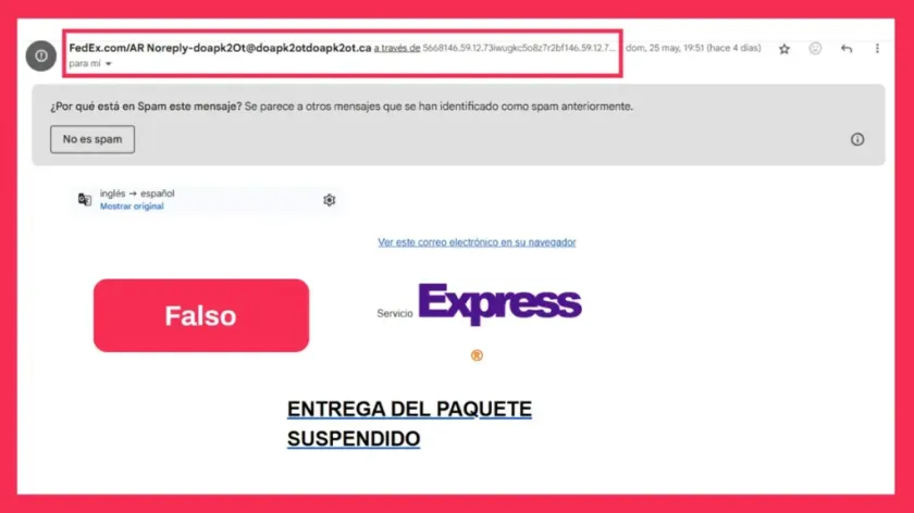 Alertan sobre correos falsos que suplantan a empresas de mensajería