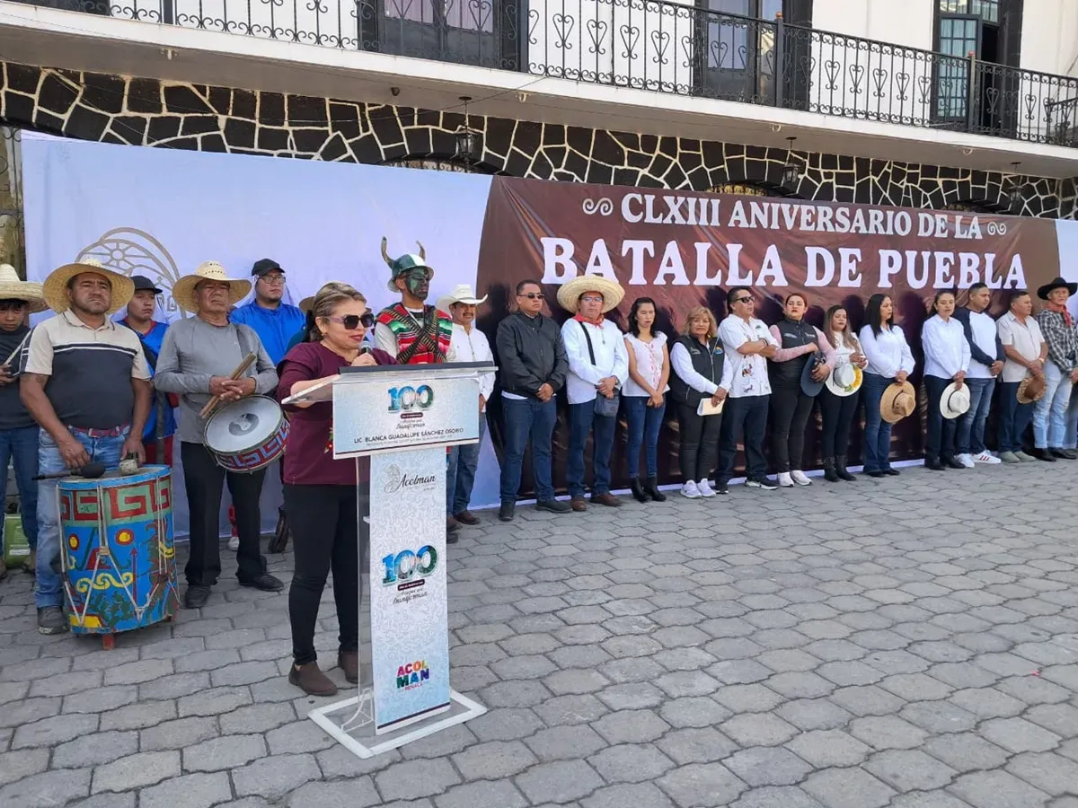 Blanca Sánchez Osorio llama a la unidad en el 163 aniversario de la Batalla de Puebla en Acolman