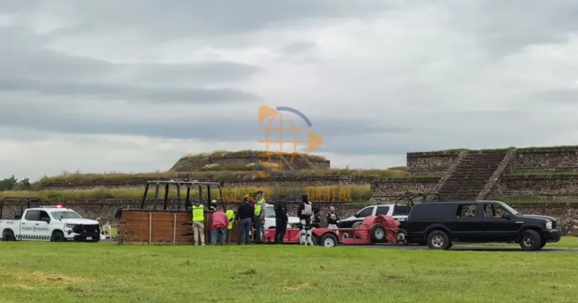 Aterriza globo aerostático en plena Calzada de los Muertos