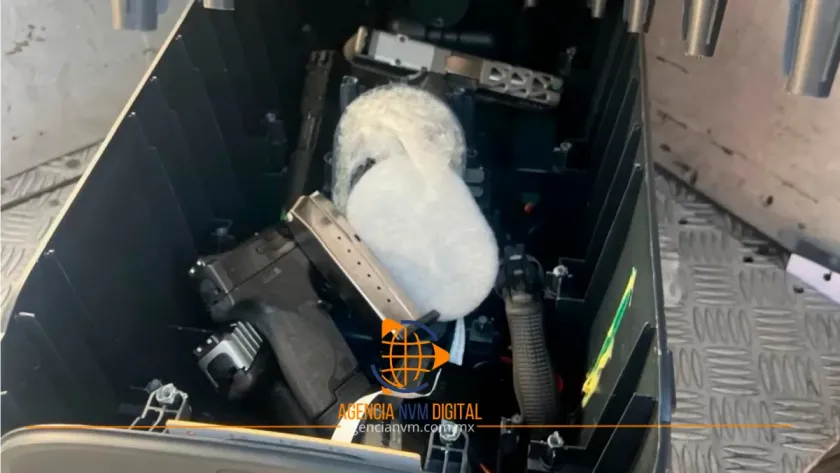 Decomisan armamento escondido en bocina en Tamaulipas