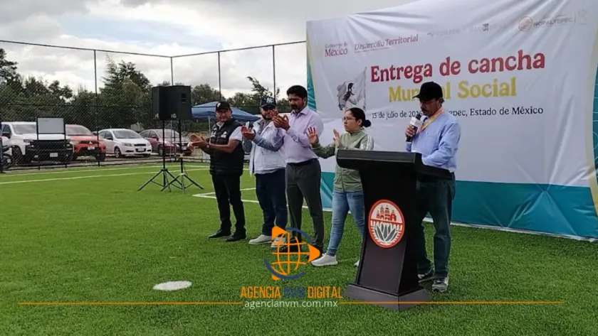 Inauguran cancha de fútbol 7 en municipio de Nopaltepec