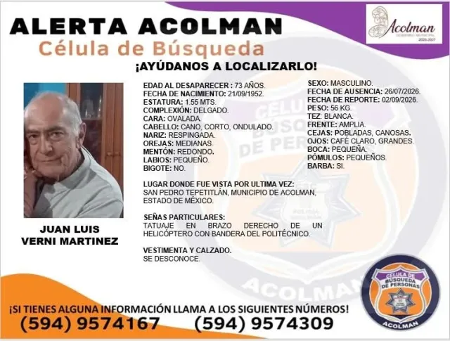 Buscan a adulto mayor desaparecido en San Pedro Tepetitlán
