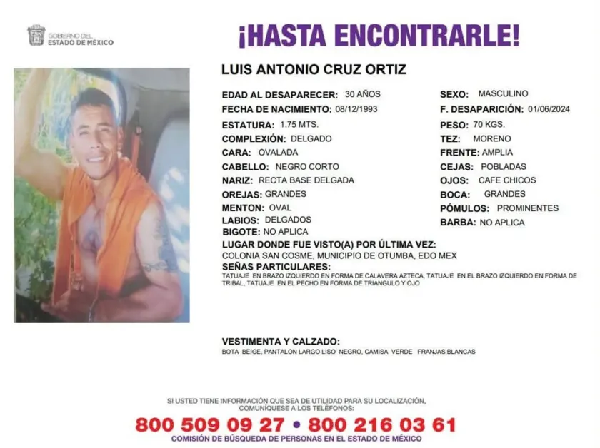 Reportan desaparición de Luis Antonio Cruz en Otumba