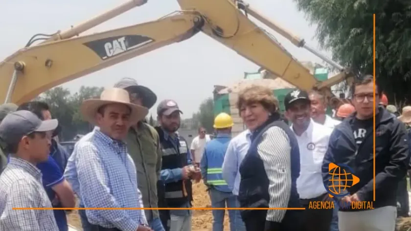 Supervisa Delfina Gómez daños tras desborde del río Papalotla