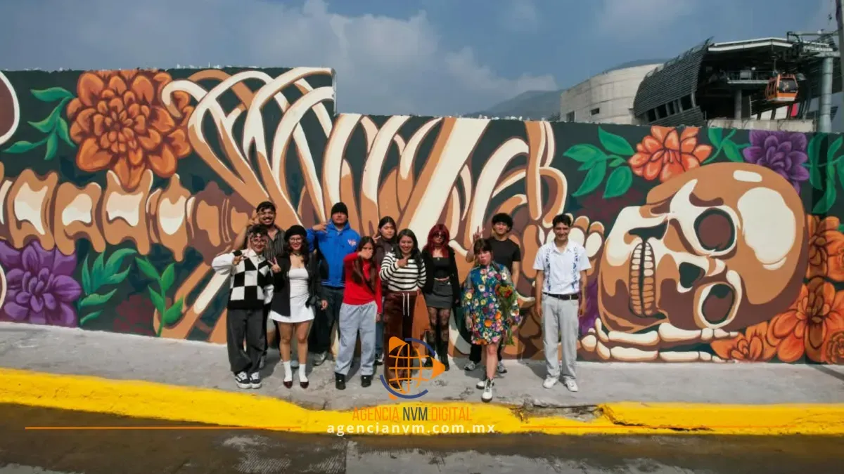 Conquistan jóvenes de Ecatepec récord nacional con mural sobre el Mictlán