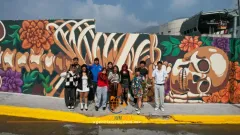 Conquistan jóvenes de Ecatepec récord nacional con mural sobre el Mictlán