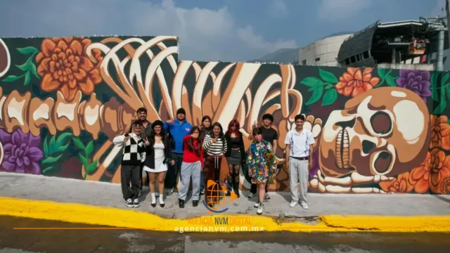 Conquistan jóvenes de Ecatepec récord nacional con mural sobre el Mictlán