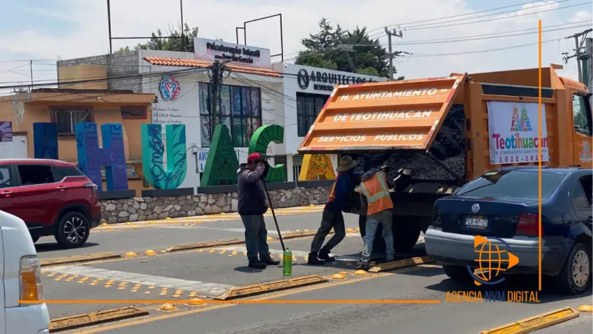 Reparan la avenida Hidalgo en acceso a Teotihuacán
