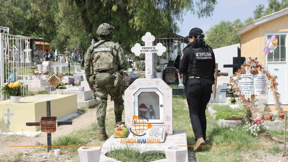 Vigilan Marina y policía panteones de Ecatepec este Día de Muertos 