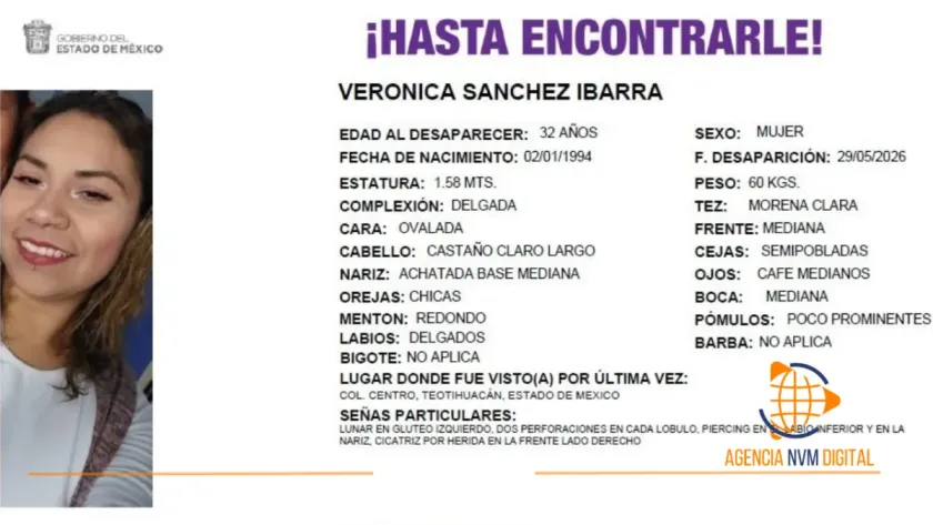 Buscan a Verónica Sánchez Ibarra en el municipio de Teotihuacán 