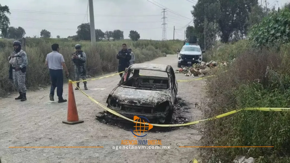 Localizan restos humanos dentro de automóvil quemado en Cuatlinchan