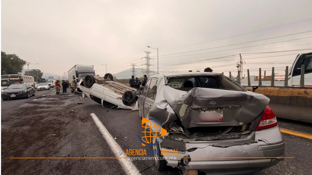 Chocan cuatro vehículos en la autopista México-Pachuca
