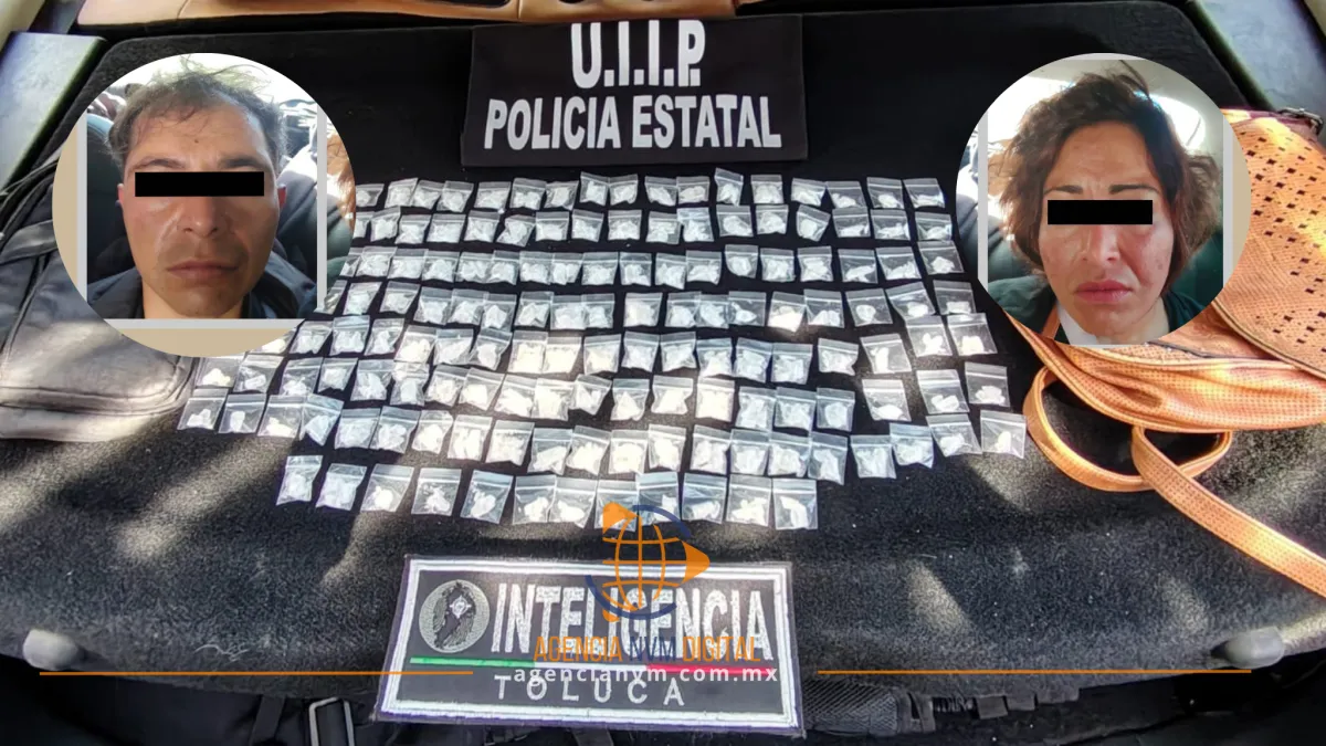 Caen un hombre y una mujer por vender droga en Toluca