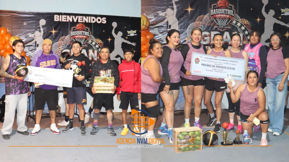Consagran a Raptors y Hornets en vibrante final de básquetbol en San Miguel Atepoxco