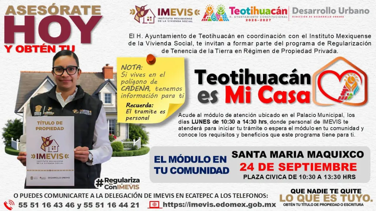 Regulariza tu predio en Santa María Maquixco este jueves